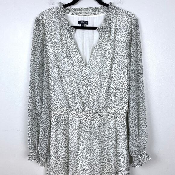 1.STATE X Jaime Shrayber‎ Printed High-Low Dress Smocked Neckline Size Large - Picture 3 of 11